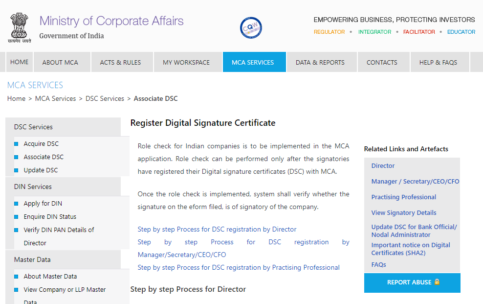 Register digital signature certificate.