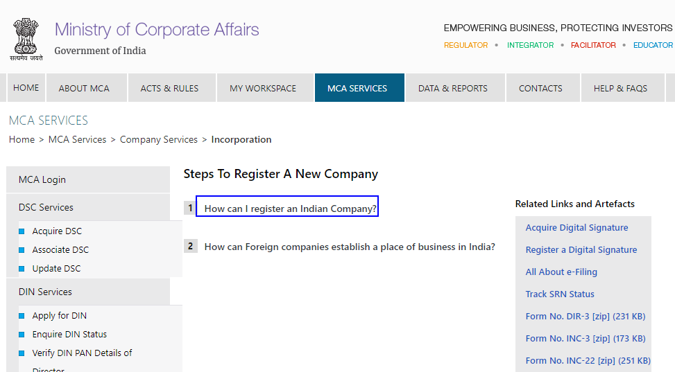 fill the incorporation form