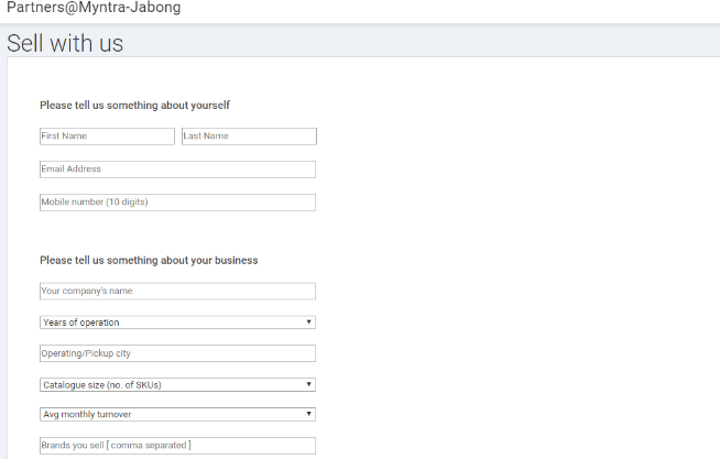 Myntra step 2 registration process